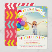 Oh wat een vun Confetti Girl Birthday Party uitnod Kaart (Voorkant / Achterkant)