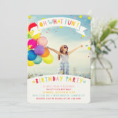 Oh wat een vun Confetti Girl Birthday Party uitnod Kaart (Staand voorkant)