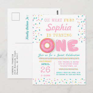 Oh wat een vun Donut First Birthday Party Briefkaart
