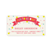 Oh wat een vun kleurrijk Confetti meisje van 1 sep Etiket (Voorkant)