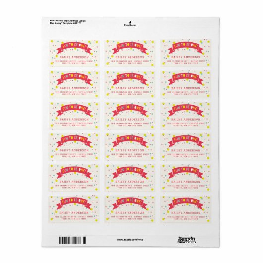 Oh wat een vun kleurrijk Confetti meisje van 1 sep Etiket (Full Sheet)