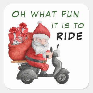 Oh Wat een vun Santa Motor Scooter Vierkante Sticker
