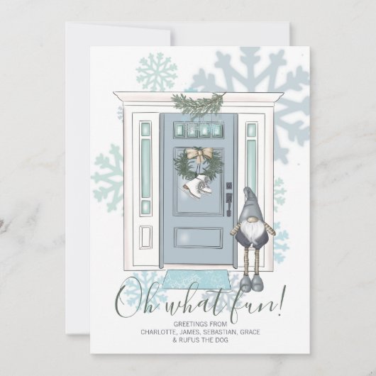 Oh wat een vun voordeur en Elf Kerstmis Feestdagenkaart (Voorkant)