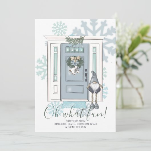 Oh wat een vun voordeur en Elf Kerstmis Feestdagenkaart (Staand voorkant)