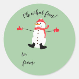 Oh wat Fun Christmas Snowman stick op cadeau label