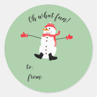 Oh wat Fun Christmas Snowman stick op cadeau label