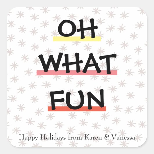 OH WAT FUN Color Block Holiday Sticker (Voorkant)