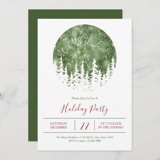 Oh wat Fun Holiday Party nodigt uit Kaart (Voorkant / Achterkant)