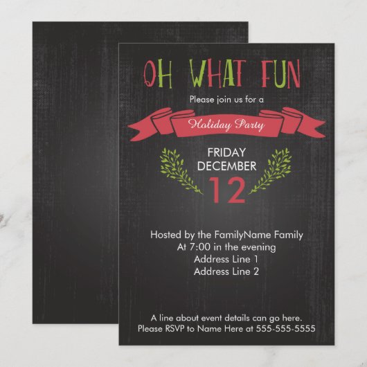 Oh wat Fun Holiday Party uitnodigingen (Voorkant / Achterkant)