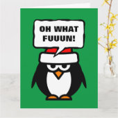Oh wat Fun pinguin cartoon extra grote kerstmis Kaart (Gele Bloem)