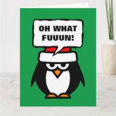 Oh wat Fun pinguin cartoon extra grote kerstmis Kaart (Voorkant)