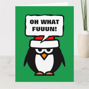 Oh wat Fun pinguin cartoon extra grote kerstmis Kaart
