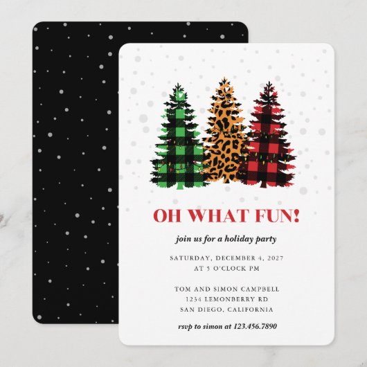 Oh, wat Fun Pset Kerstbomen Party Kaart (Voorkant / Achterkant)