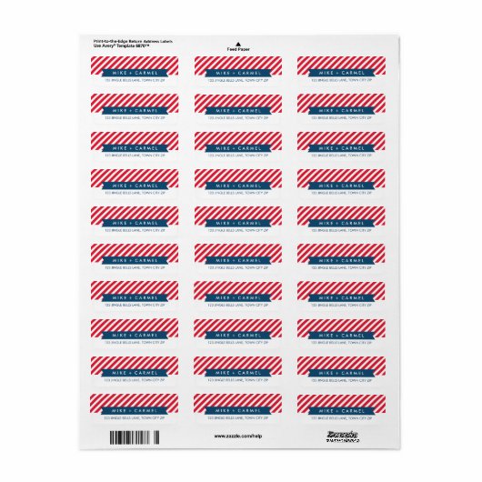 OH WAT FUN red stripe vakantielabel Etiket (Full Sheet)