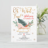 Oh wat Fun Sleigh Birthday nodiging Kaart (Staand voorkant)