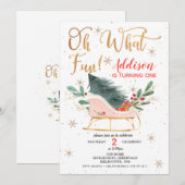 Oh wat Fun Sleigh Birthday nodiging Kaart (Voorkant / Achterkant)