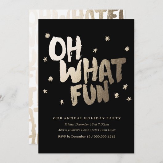 OH WAT FUN zwarte feestfeestfeestfeestdag Kaart (Voorkant / Achterkant)