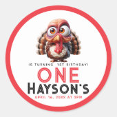 Oh wat is leuk Karikaturen Turkije 1e Verjaardag Ronde Sticker (Voorkant)