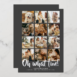 Oh wat leuk 12 foto kerst vakantie seizoen folie feestdagenkaart