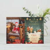Oh wat leuk 1e verjaardag foto kerst kaart (Staand voorkant)