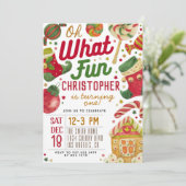 Oh wat leuk 1e verjaardag kerst kaart (Staand voorkant)