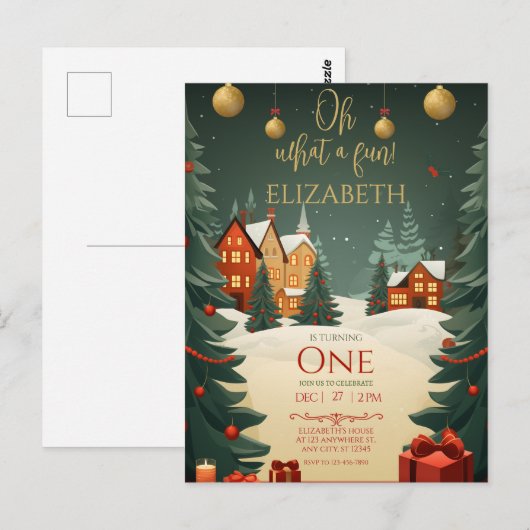 Oh wat leuk 1e verjaardag Kerstmis Briefkaart (Voorkant / Achterkant)