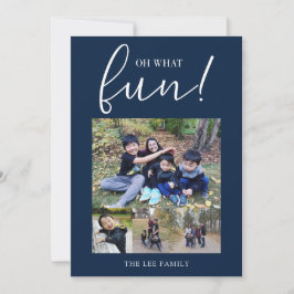 Oh Wat Leuk 5 Foto Collage Navyblauw Kerstmis Feestdagenkaart