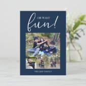 Oh Wat Leuk 5 Foto Collage Navyblauw Kerstmis Feestdagenkaart (Staand voorkant)