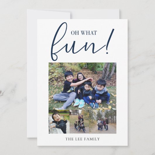 Oh Wat Leuk 5 Fotocollage Marine Blauwe Kerst Feestdagenkaart (Voorkant)