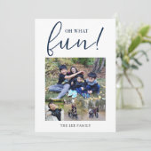 Oh Wat Leuk 5 Fotocollage Marine Blauwe Kerst Feestdagenkaart (Staand voorkant)