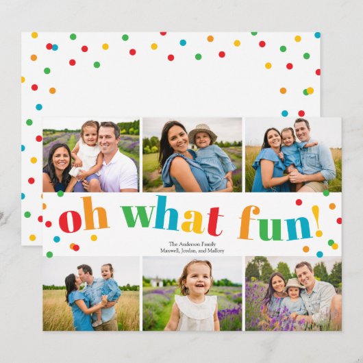 Oh wat leuk 6 foto collage kerst feestdagenkaart (Voorkant / Achterkant)