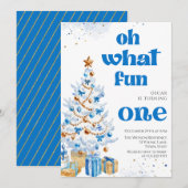 Oh wat leuk Blauwe kerstboom verjaardag Kaart (Voorkant / Achterkant)