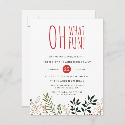 Oh wat leuk! Botanische feestdag uitnodiging (Voorkant / Achterkant)