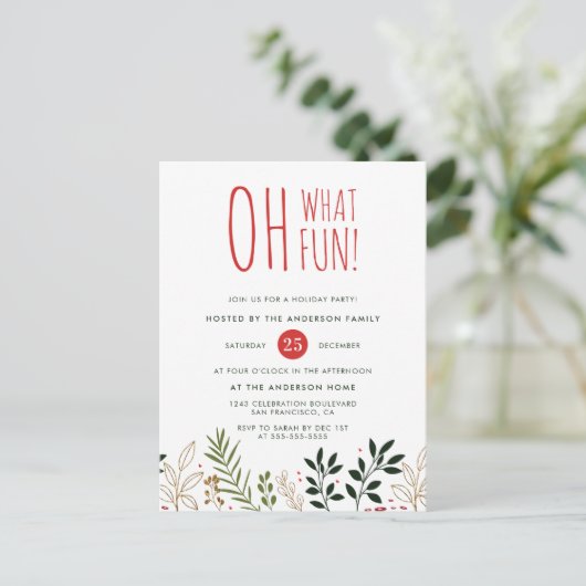 Oh wat leuk! Botanische feestdag uitnodiging (Staand voorkant)