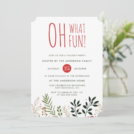 Oh wat leuk! Botanische feestdag uitnodiging (Staand voorkant)