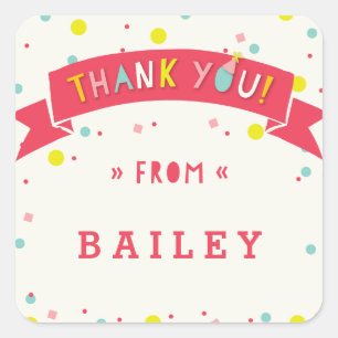 Oh wat leuk Confetti Verjaardag Dank u Sticker