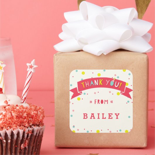 Oh wat leuk Confetti Verjaardag Dank u Sticker (Feest)