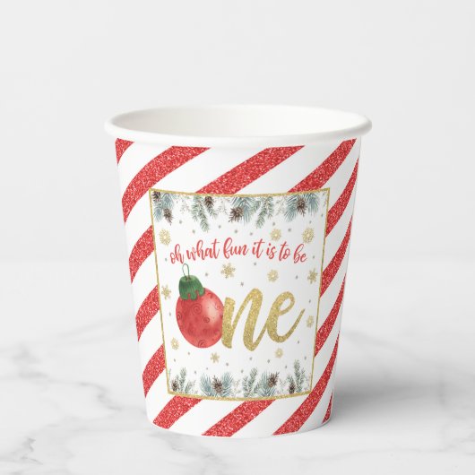 Oh, wat leuk dat het één is - Kerstmis -  Papieren Bekers (Achterkant)