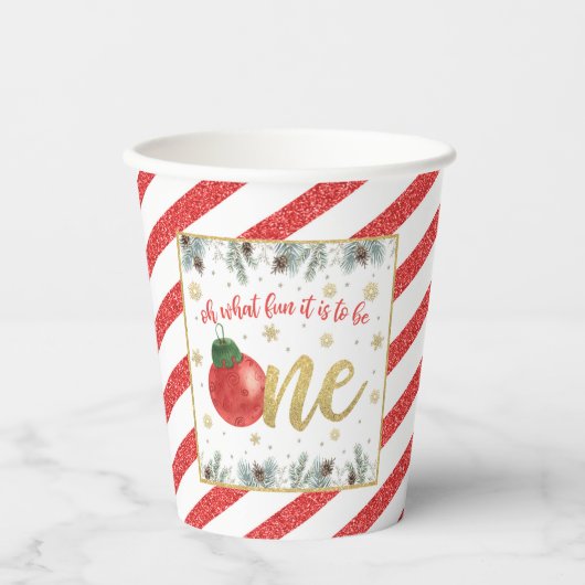 Oh, wat leuk dat het één is - Kerstmis -  Papieren Bekers (Voorkant)