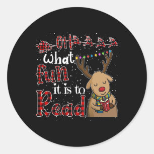 Oh, wat leuk dat het is om de kerstgriep te lezen ronde sticker