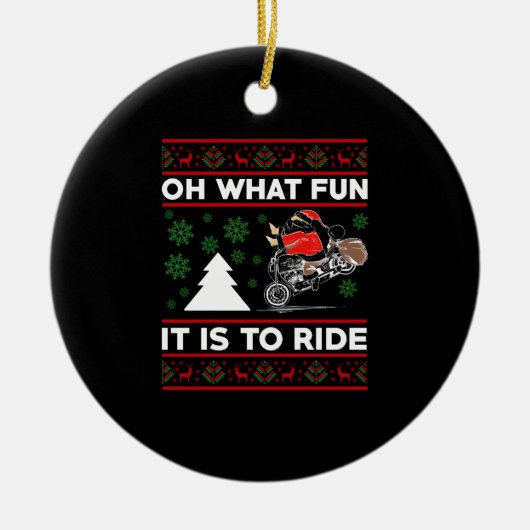 Oh, wat leuk dat het is om de Santa Motocross vuil Keramisch Ornament (Voorkant)