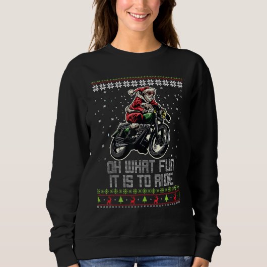 Oh, wat leuk dat het is om de Santa Riding Motocro Trui (Voorkant)