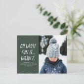 Oh wat leuk dat het niet één kerstfoto gekke was feestdagenkaart (Staand voorkant)