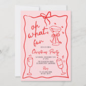 Oh wat leuk handgetekend kerstfeest roze rood kaart (Voorkant)