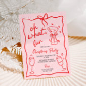 Oh wat leuk handgetekend kerstfeest roze rood kaart