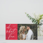 Oh wat leuk helder kerst rood feestdagenkaart (Staand voorkant)