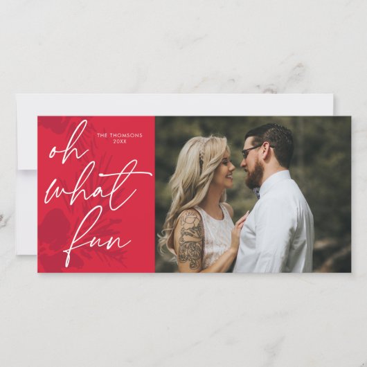 Oh wat leuk helder kerst rood feestdagenkaart (Voorkant)