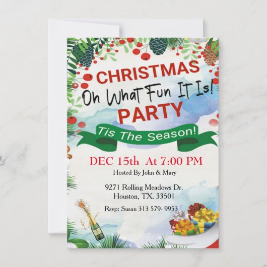 Oh wat leuk is het kerstfeest kaart (Voorkant)