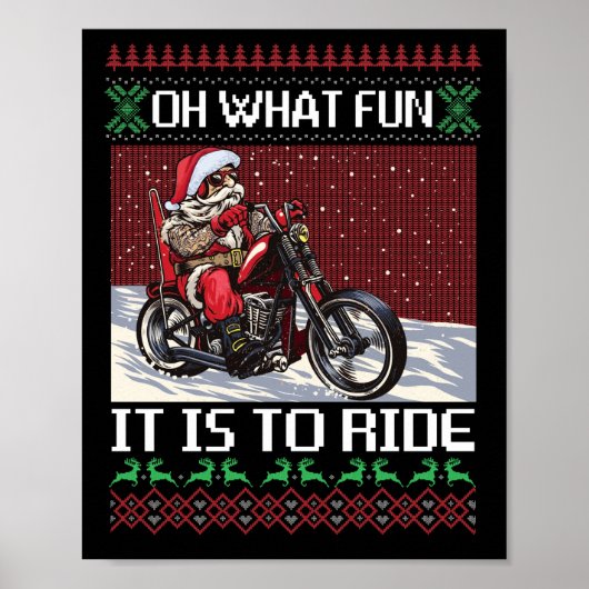 Oh, wat leuk is het om de kerstmotor te rijden poster (Voorkant)