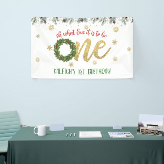 Oh wat leuk is het om een kerst te zijn - Krans - Spandoek (Beurs)